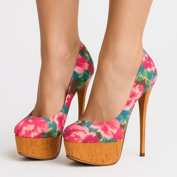🌺JESSICA SIMPSON🌸 Bright Floral Platform Heels (Size 6.5) - Picture 13 of 16